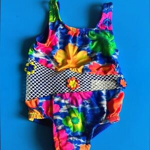 Colorful Floral Girls Swimsuit